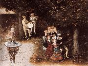 CRANACH, Lucas the Elder The Fountain of Youth (detail) dyj oil painting